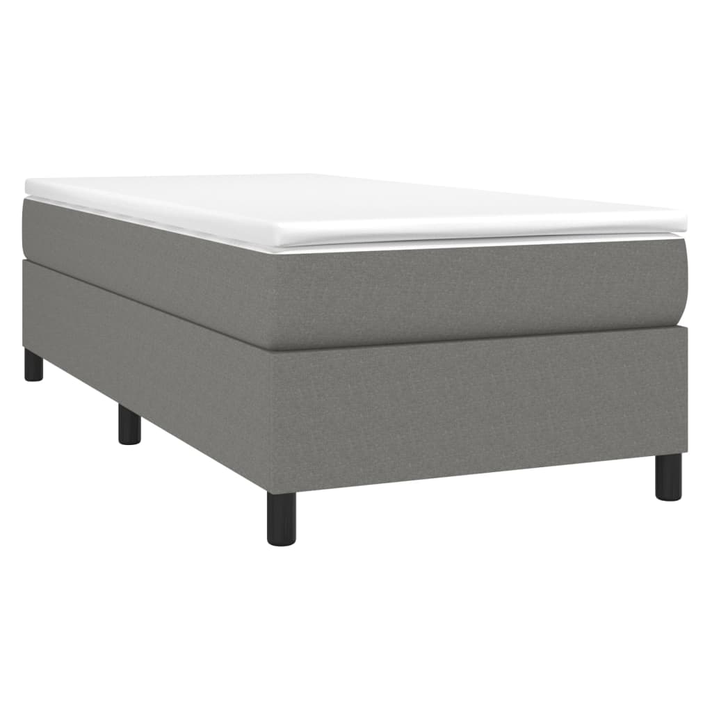 King Single Bed Frame Dark Grey Fabric Box Spring | Simpledeals