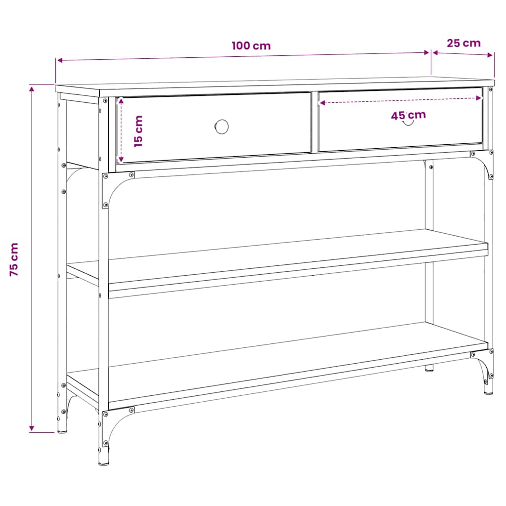 Console Table Sonoma Oak 100cm Hallway Shelf | Simpledeals
