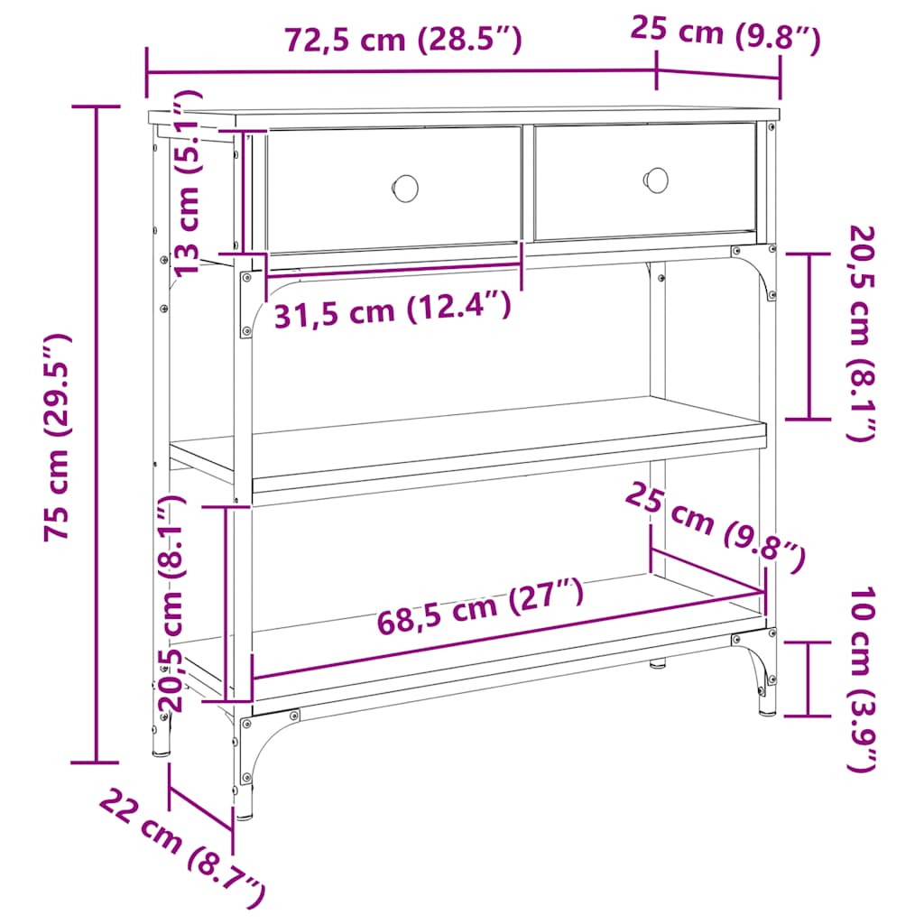 Console Table Sonoma Oak Slim Hallway Table | Simpledeals