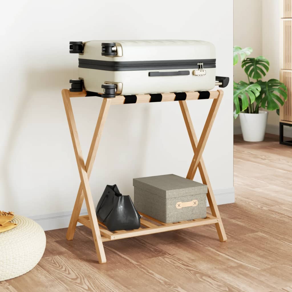 Bamboo Luggage Rack Foldable Suitcase Stand | Simpledeals
