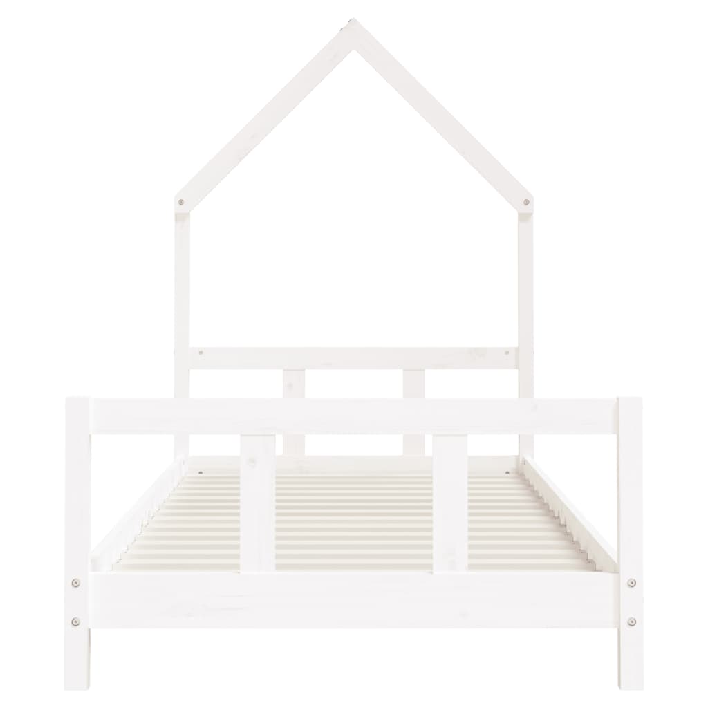 Kids Bed Frame White Single Solid Wood Pine