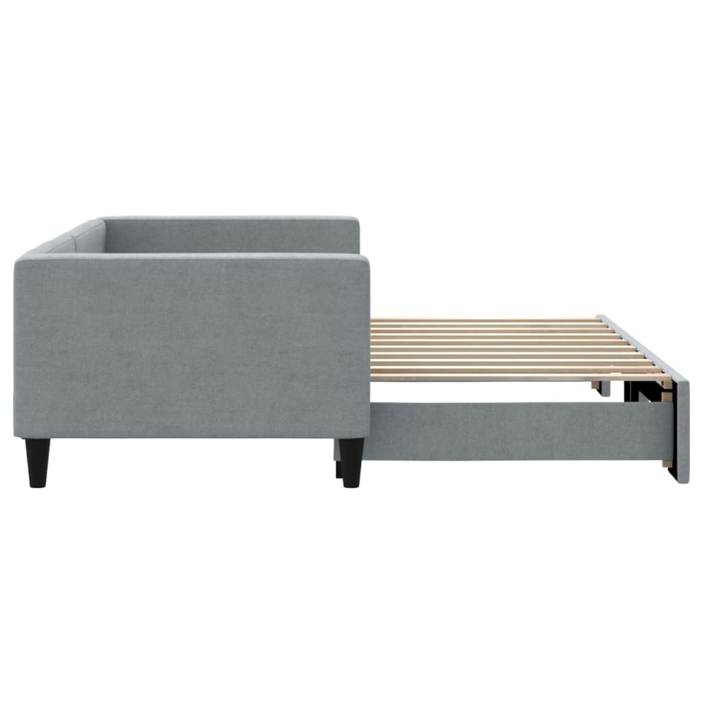 Daybed with Trundle Light Grey Fabric Single Size
