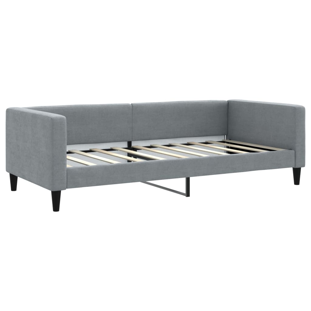 Daybed with Trundle Light Grey Fabric Single Size