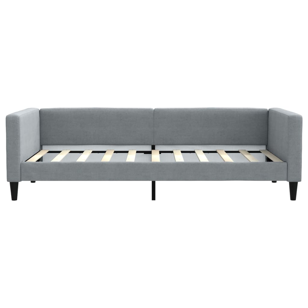Daybed with Trundle Light Grey Fabric Single Size