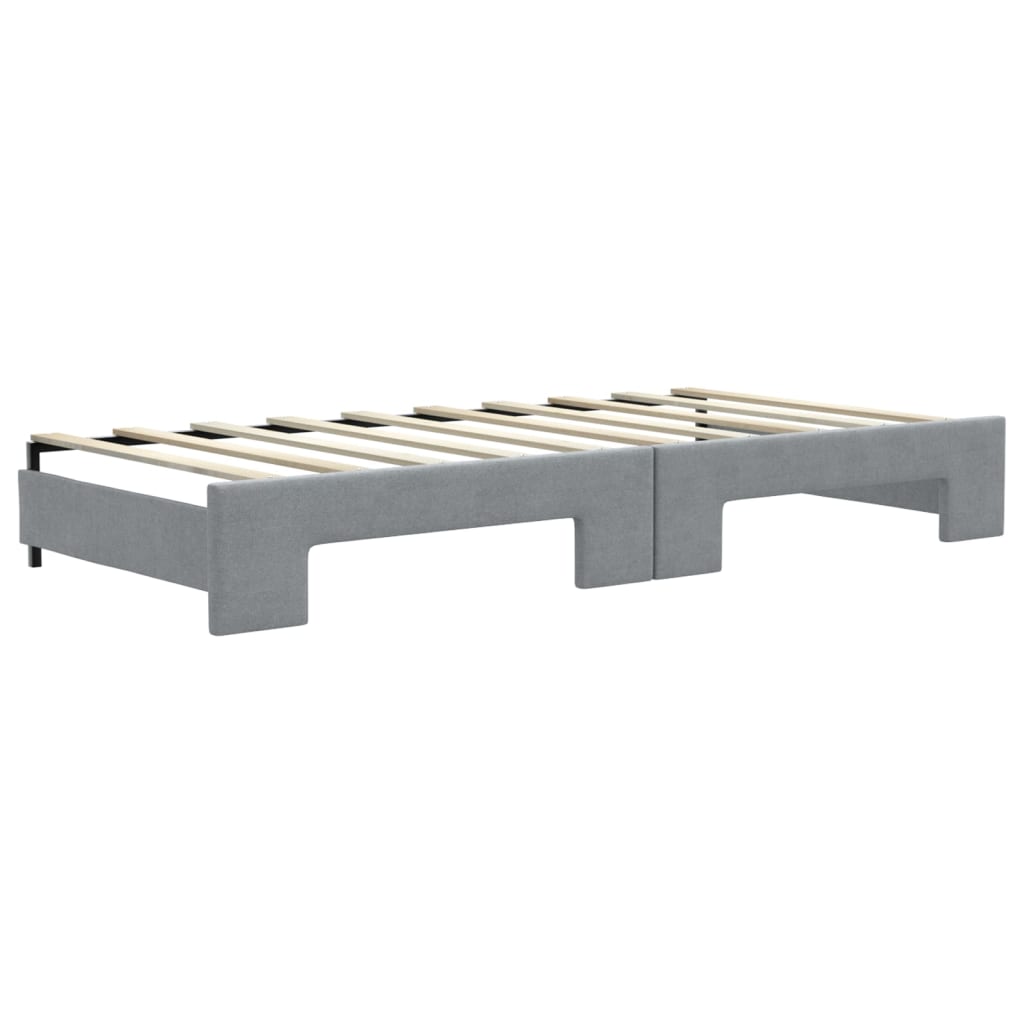 Daybed with Trundle Light Grey Fabric Single Size