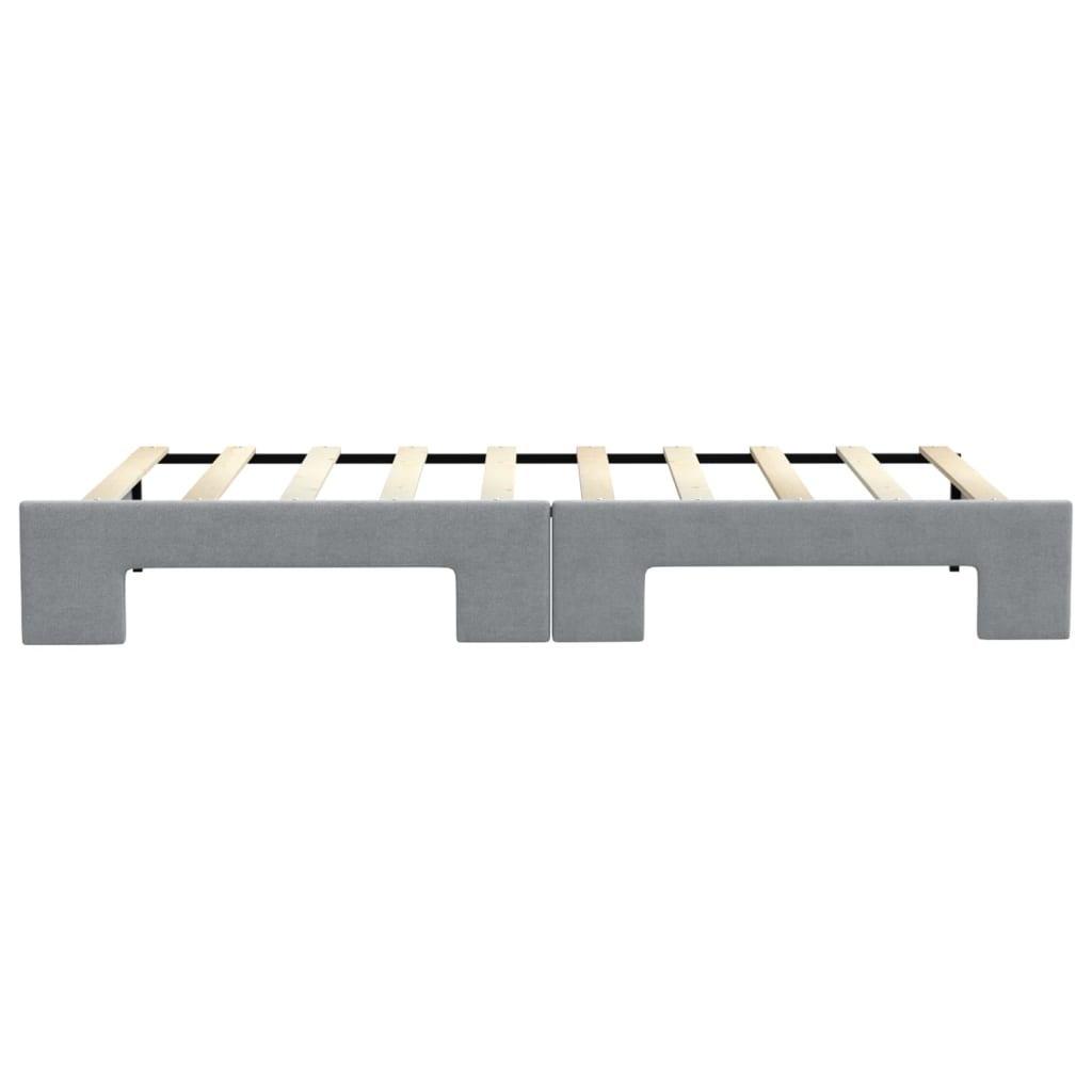 Daybed with Trundle Light Grey Fabric Single Size