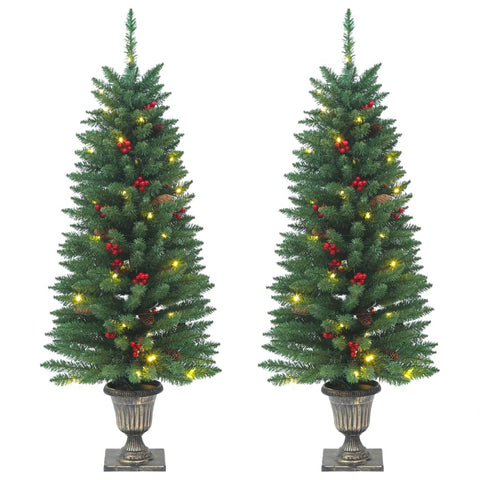 Artificial Christmas Trees 2 pcs 100 LEDs Green