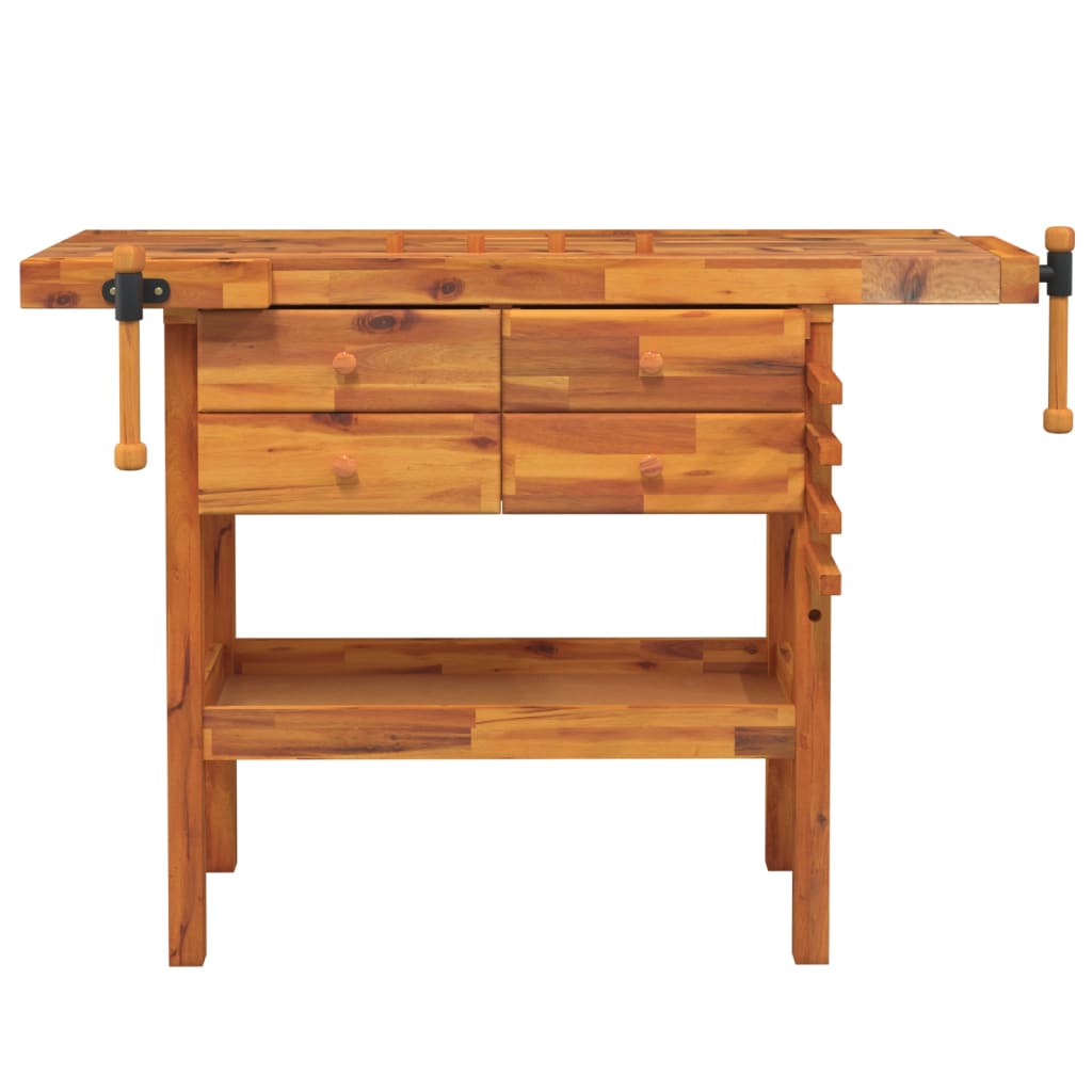 Acacia Wood Workbench Drawers Vices 124cm | Simpledeals
