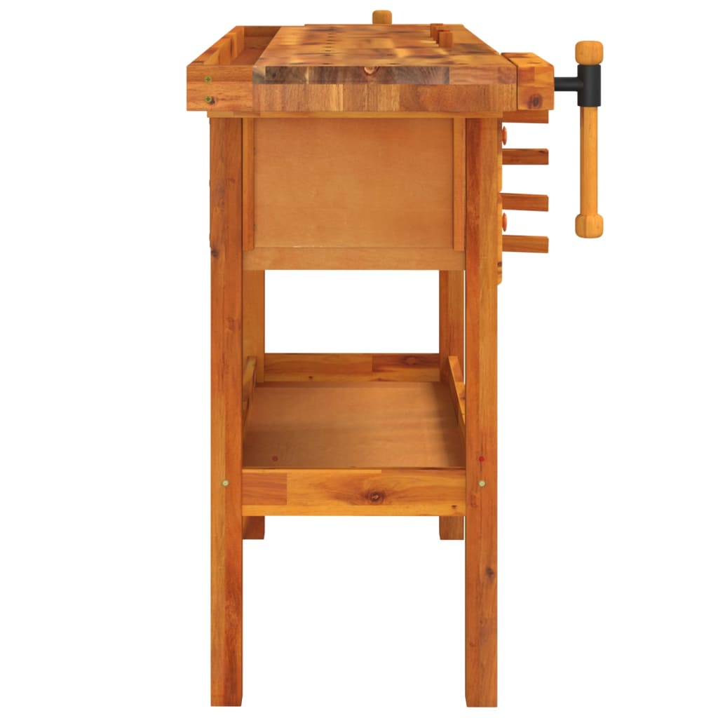 Acacia Wood Workbench Drawers Vices 124cm | Simpledeals