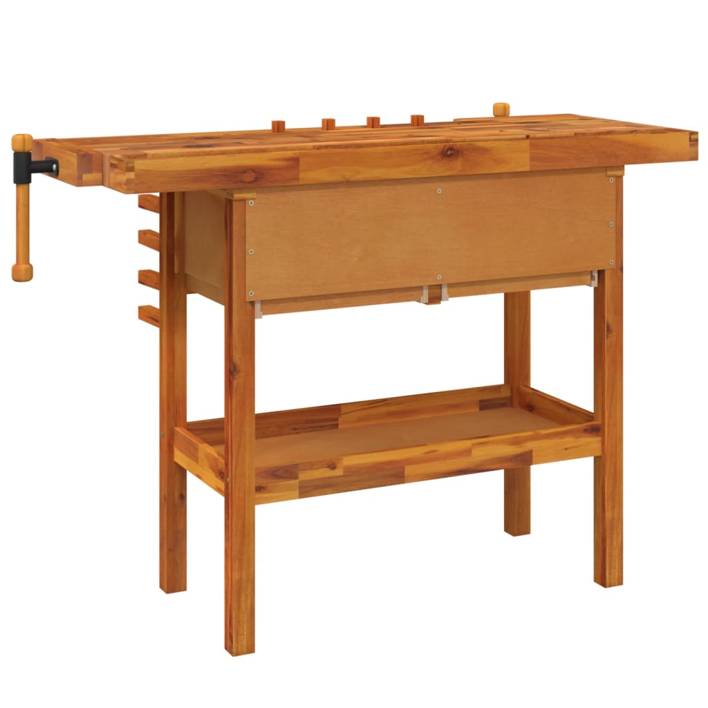 Acacia Wood Workbench Drawers Vices 124cm | Simpledeals