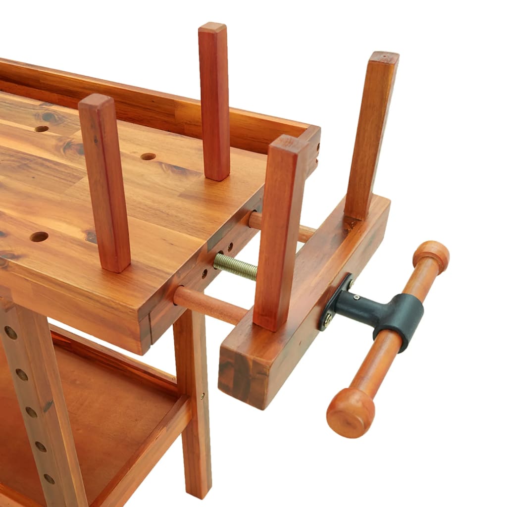 Acacia Wood Workbench Drawers Vices 124cm | Simpledeals