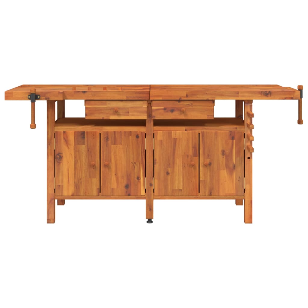 Acacia Wood Workbench Drawers Vices 192cm | Simpledeals