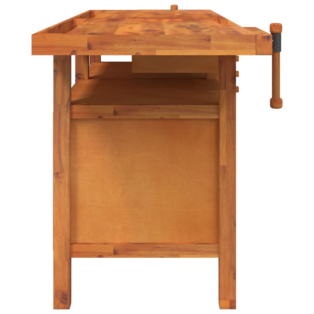 Acacia Wood Workbench Drawers Vices 192cm | Simpledeals