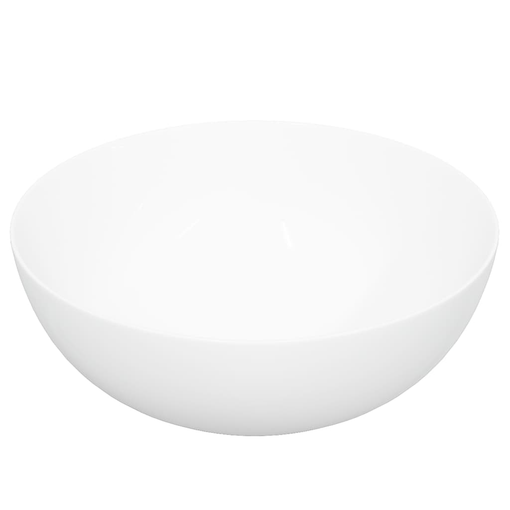 Whimsical Waves: Round White Ceramic Wash Basin