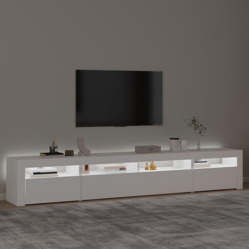 240cm TV Cabinet RGB LED Lights White | Simpledeals