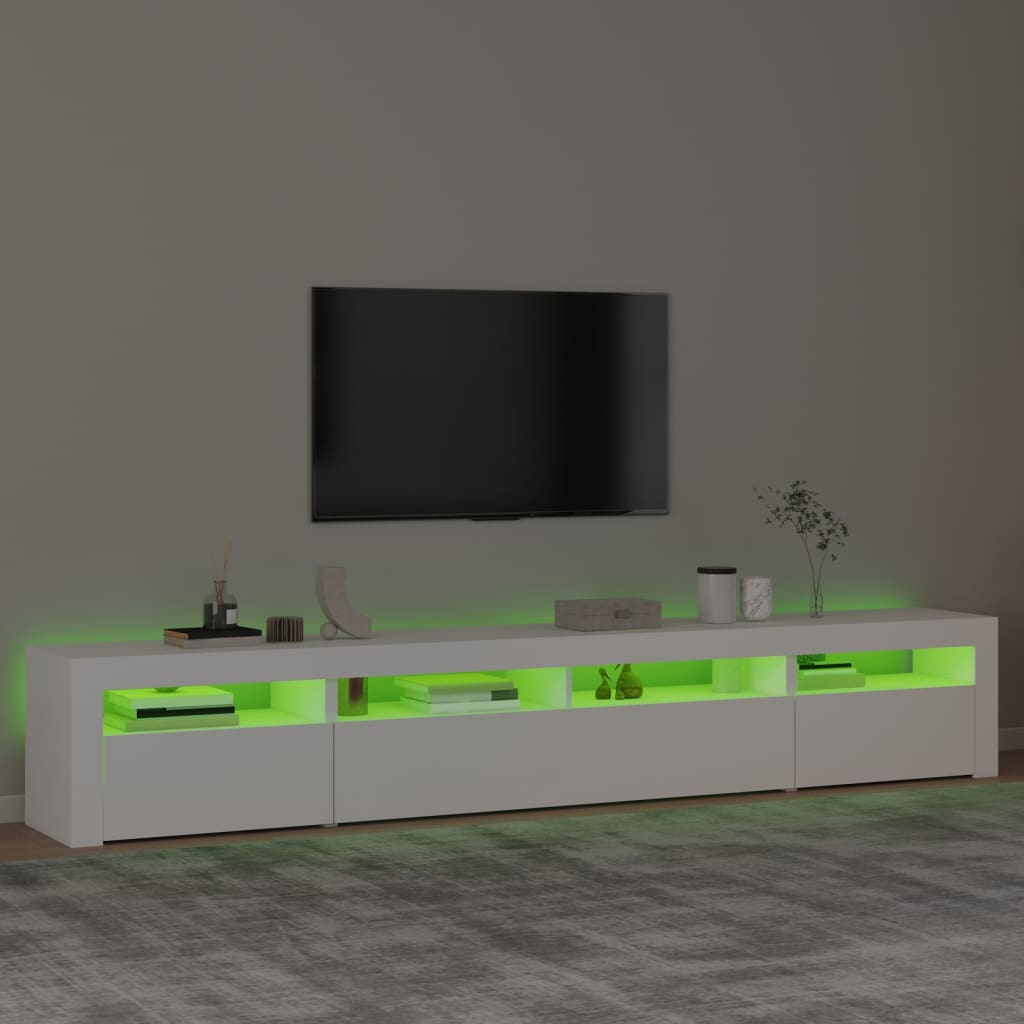 240cm TV Cabinet RGB LED Lights White | Simpledeals