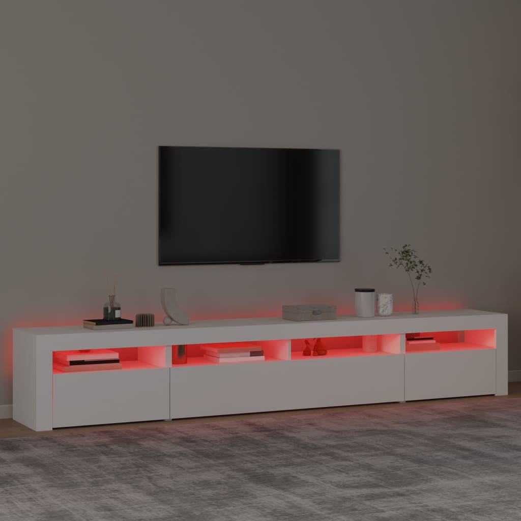 240cm TV Cabinet RGB LED Lights White | Simpledeals