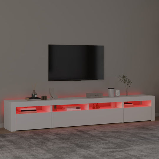 240cm TV Cabinet RGB LED Lights White