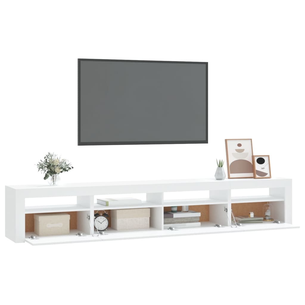 240cm TV Cabinet RGB LED Lights White | Simpledeals