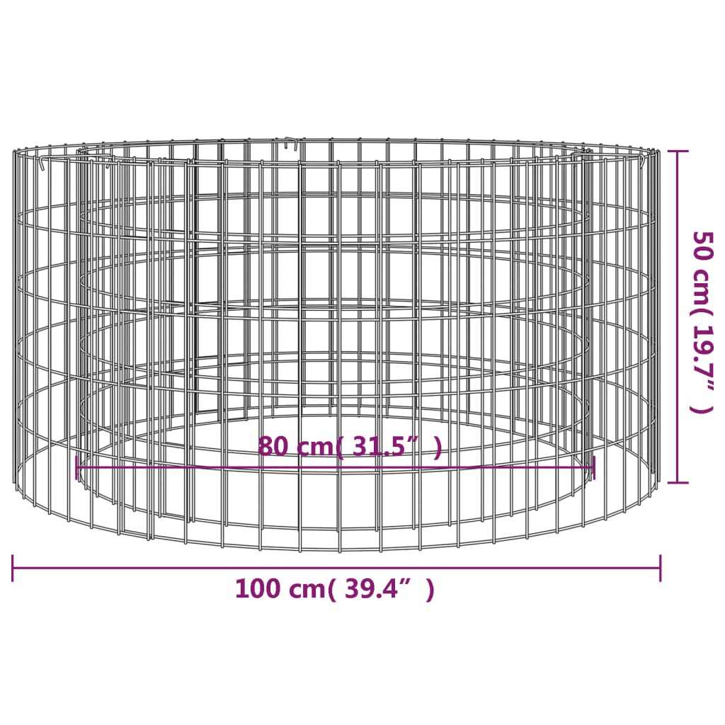 Gabion Fire Pit 100cm Galvanised Iron | Simpledeals
