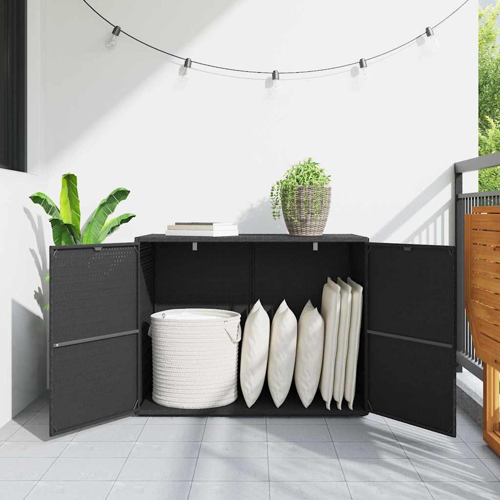 Poly Rattan Garden Storage Cabinet Black | Simpledeals