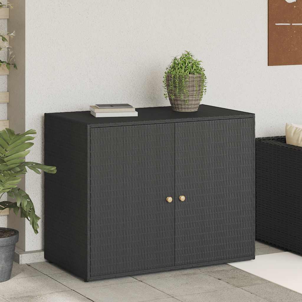Poly Rattan Garden Storage Cabinet Black | Simpledeals