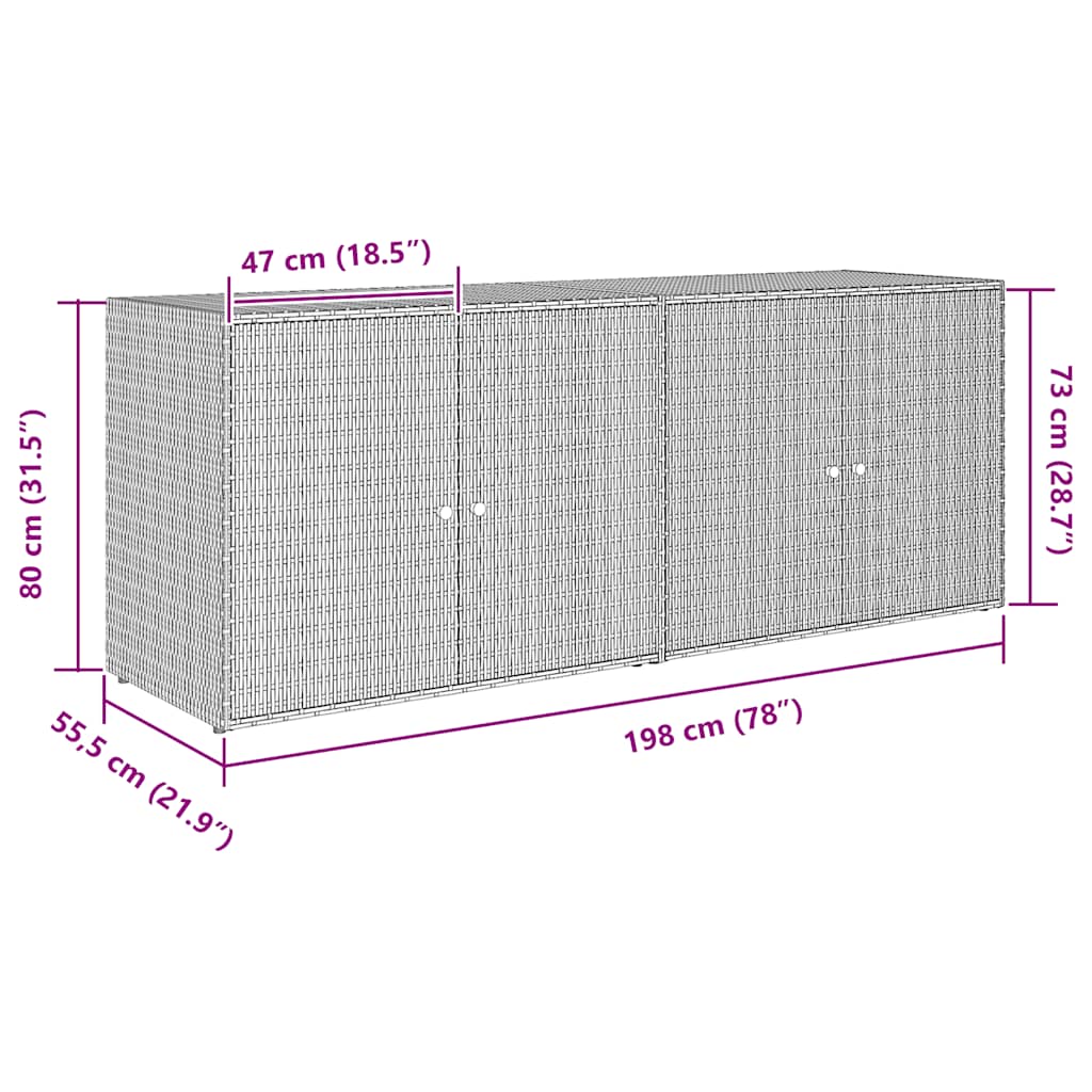Garden Storage Cabinet Poly Rattan 198cm | Simpledeals