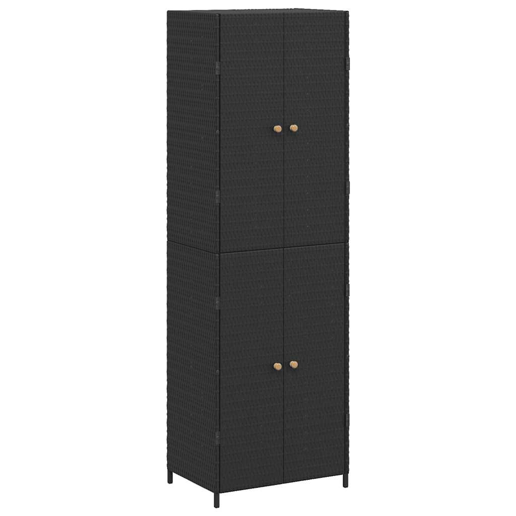 Outdoor Rattan Storage Cabinet 180cm Black | Simpledeals