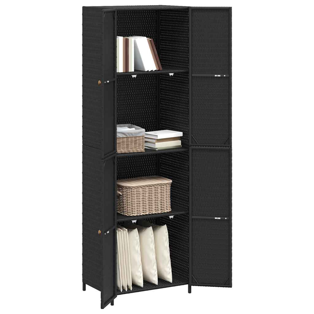 Outdoor Rattan Storage Cabinet 180cm Black | Simpledeals