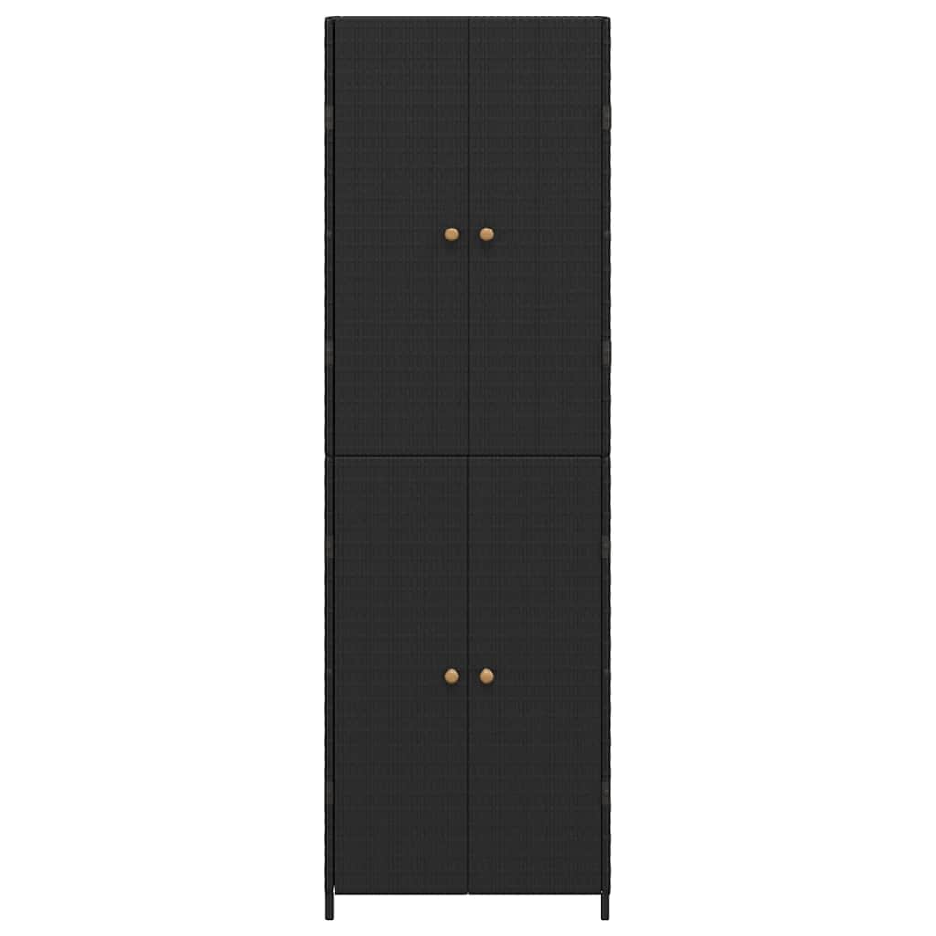 Outdoor Rattan Storage Cabinet 180cm Black | Simpledeals