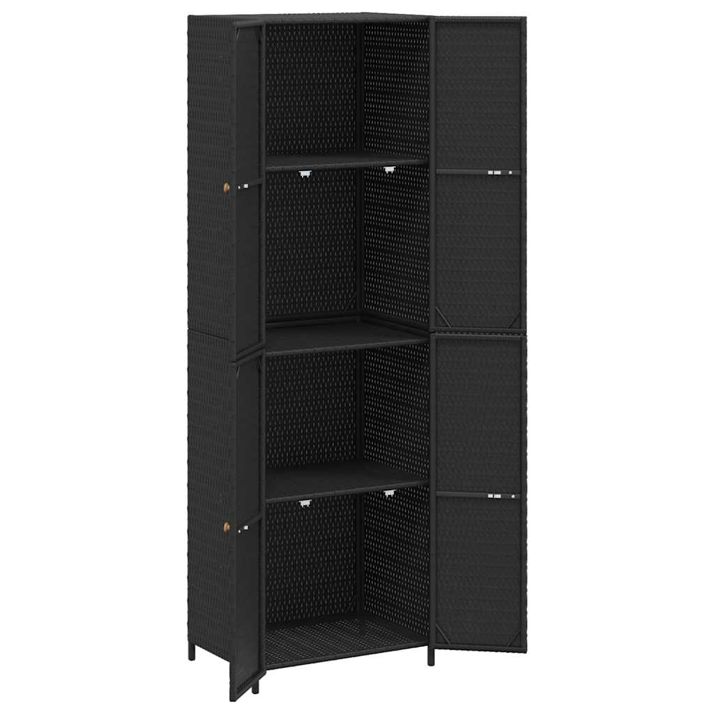 Outdoor Rattan Storage Cabinet 180cm Black | Simpledeals