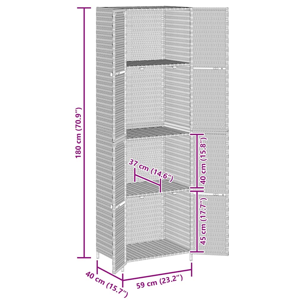 Outdoor Rattan Storage Cabinet 180cm Black | Simpledeals