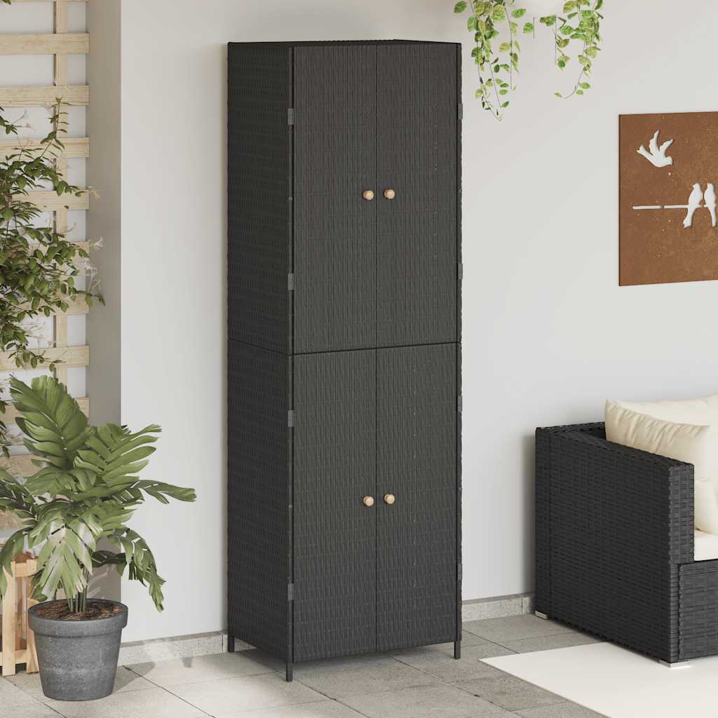 Outdoor Rattan Storage Cabinet 180cm Black | Simpledeals