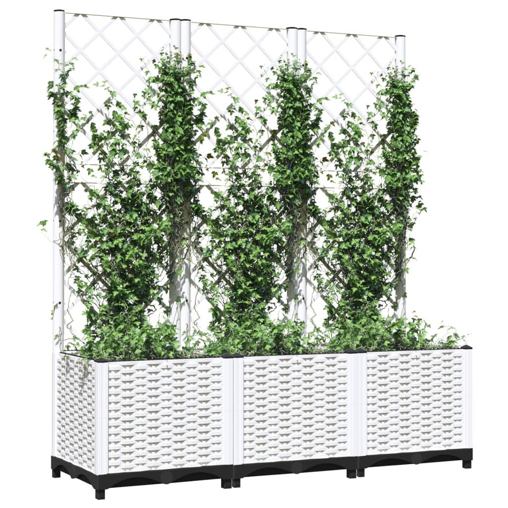 Garden Planter Trellis White 120x40x136cm | Simpledeals