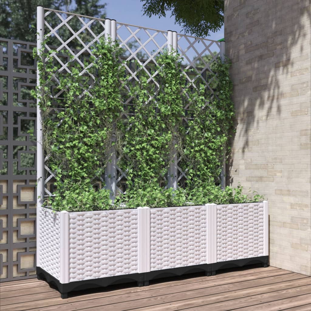 Garden Planter Trellis White 120x40x136cm | Simpledeals