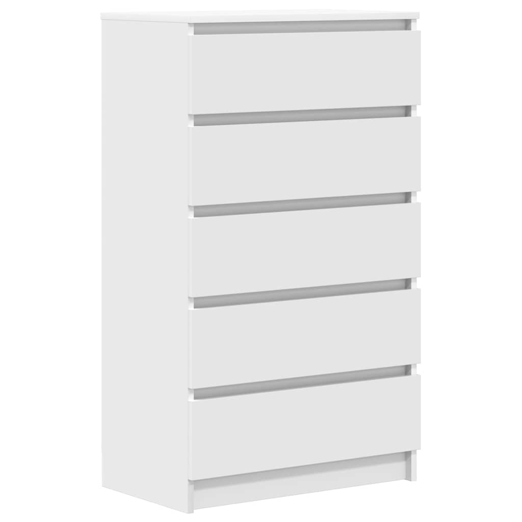 White Drawer Cabinet 5 Drawer Tallboy 103cm | Simpledeals