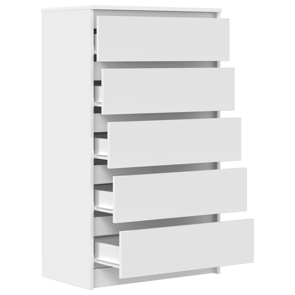 White Drawer Cabinet 5 Drawer Tallboy 103cm | Simpledeals