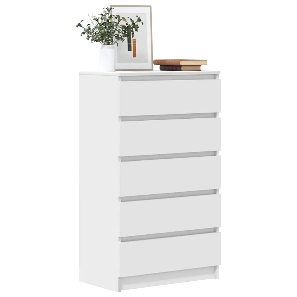 White Drawer Cabinet 5 Drawer Tallboy 103cm | Simpledeals