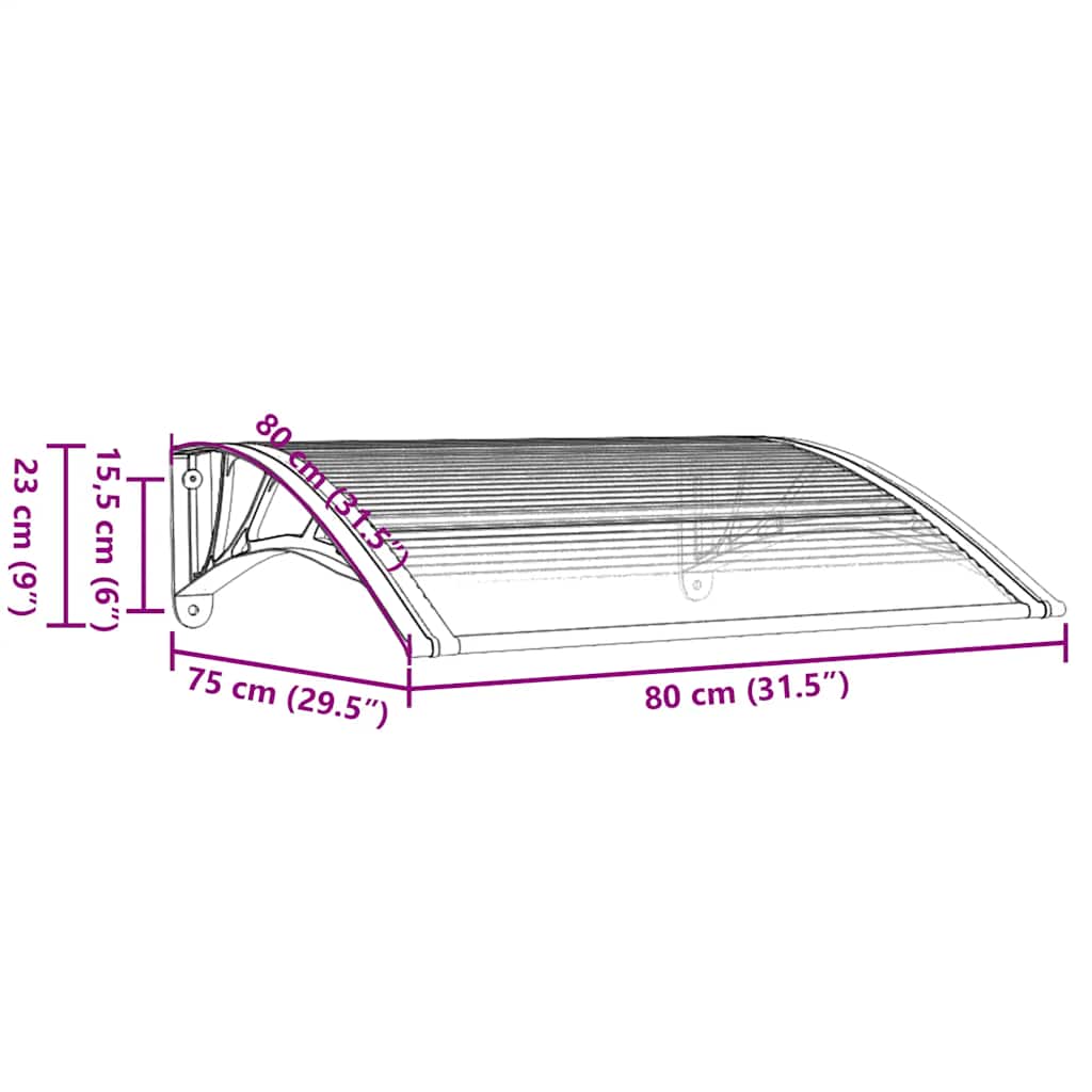 Heavy-duty Door Canopy Polycarbonate, Durable Grey Black - photo 35