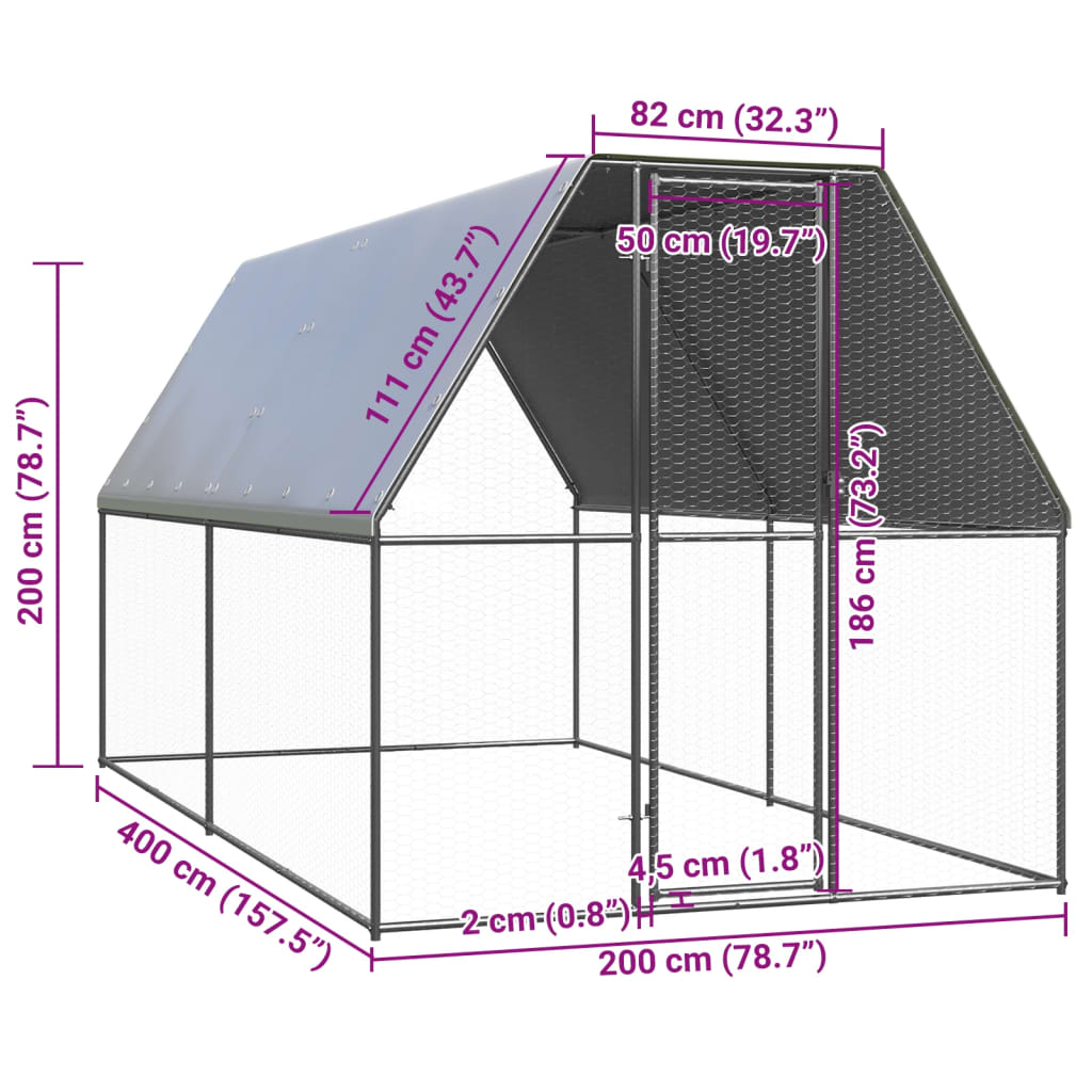 Galvanised Steel Chicken Cage 2x4x2m Outdoor | Simpledeals