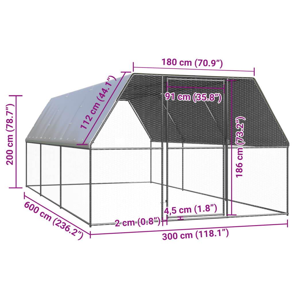Large Galvanised Steel Chicken Cage 3x6x2m | Simpledeals
