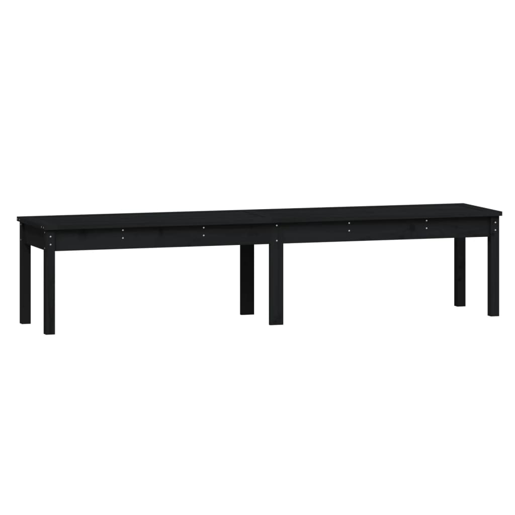 Pine Noir Comfort: Black Solid Wood 2-Seater Garden Bench