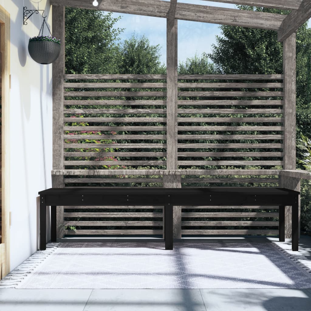 Pine Noir Comfort: Black Solid Wood 2-Seater Garden Bench