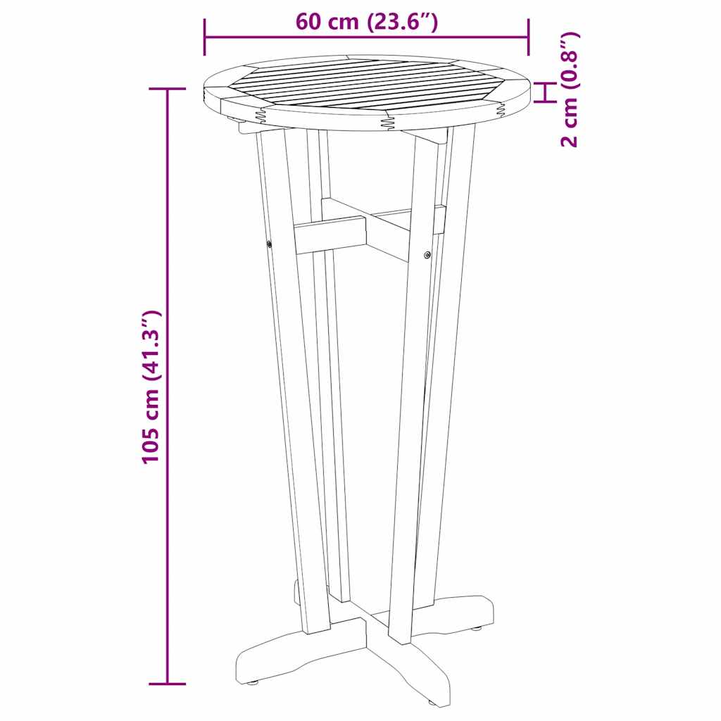 Acacia Wood Bar Table Round 60cm Outdoor | Simpledeals