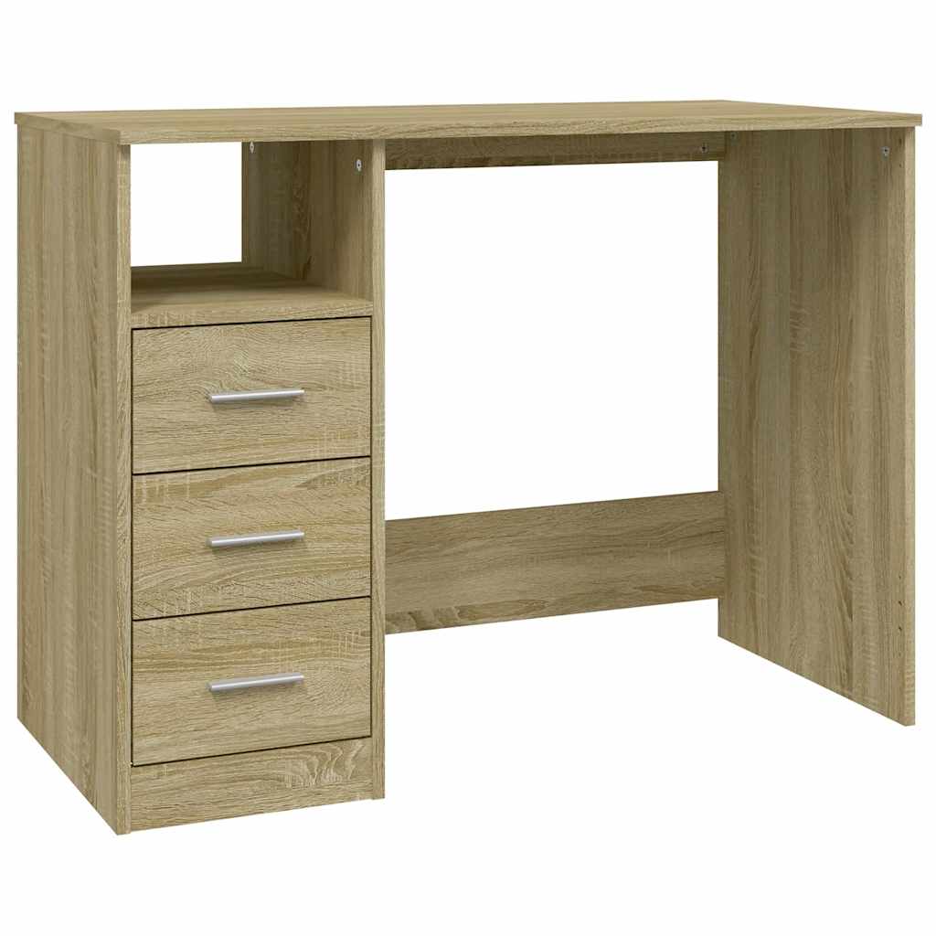 Sonoma Oak Desk 3 Drawers Home Office 102cm | Simpledeals