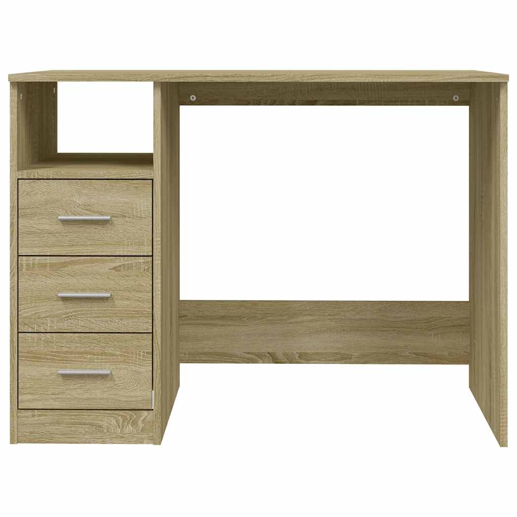 Sonoma Oak Desk 3 Drawers Home Office 102cm | Simpledeals