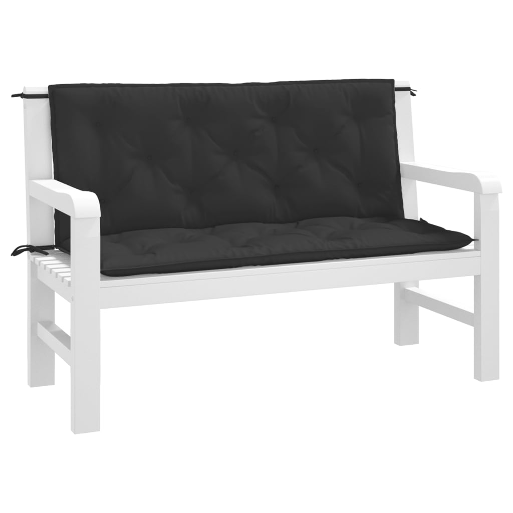 Garden Bench Cushions 2pcs Black Oxford Fabric | Black colour