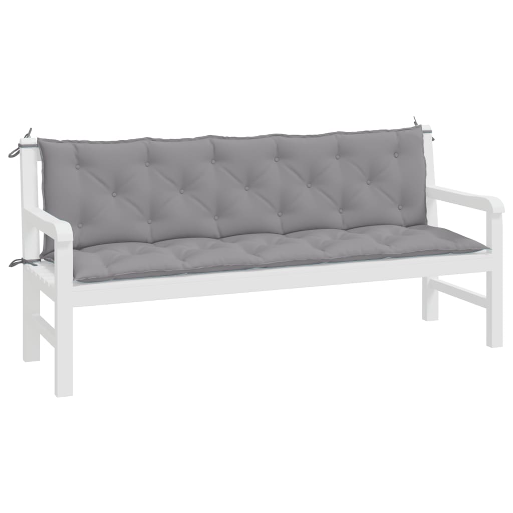 Garden Bench Cushions 2pcs Grey Oxford Fabric, Fabric finish