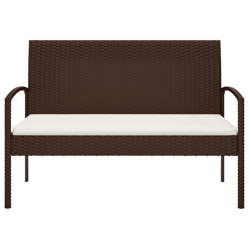 Comfort Haven: 105 cm Poly Rattan Garden Bench with Cushion-Brown\Black\Grey