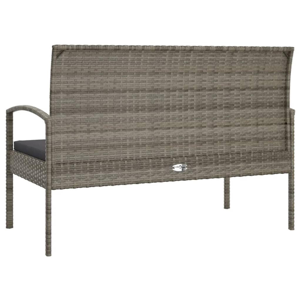 Comfort Haven: 105 cm Poly Rattan Garden Bench with Cushion-Brown\Black\Grey